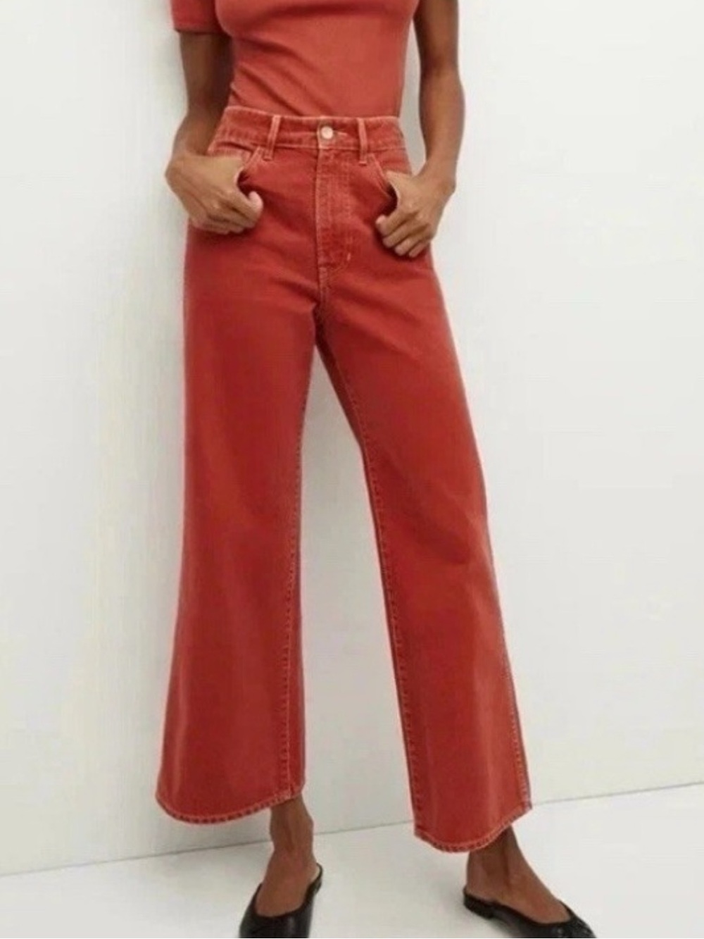 Veronica Beard Taylor Red Cropped Red Jeans